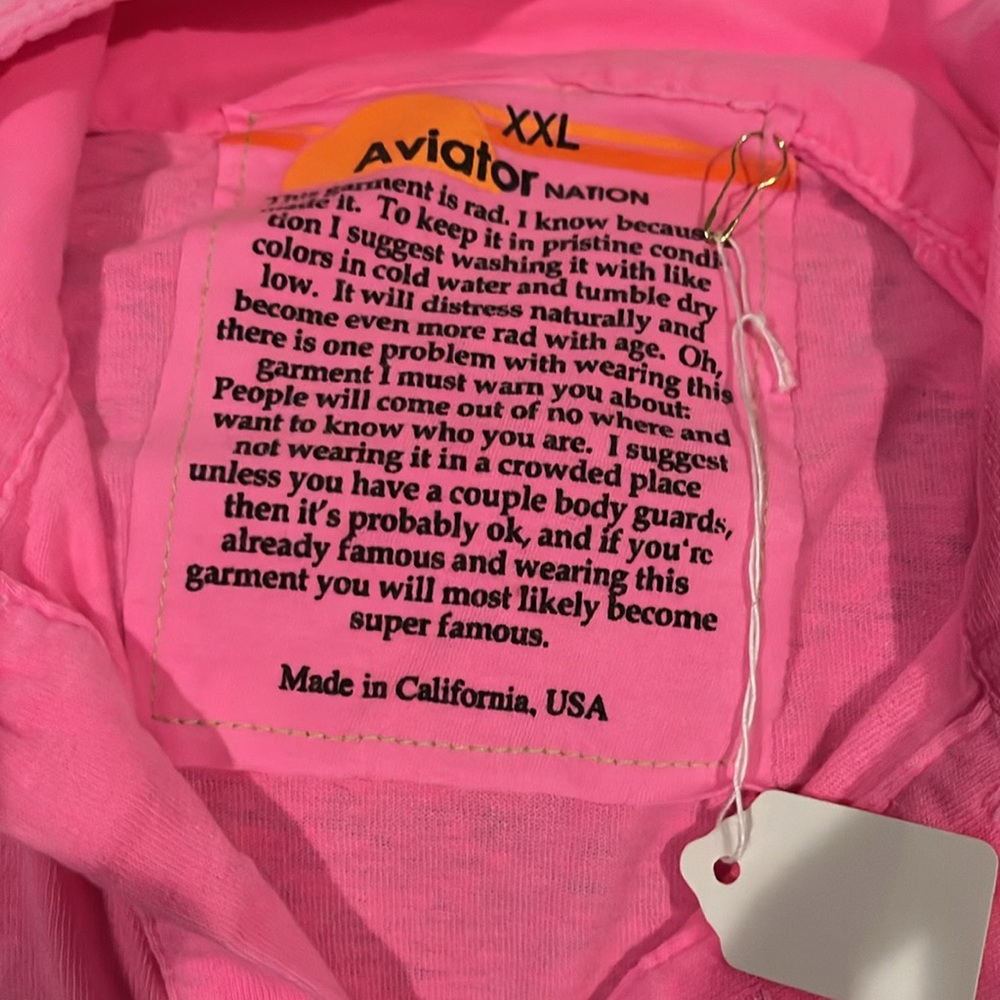 NWT Aviator Nation Polo shirt in Neon Pink Sz XXL - Picture 3 of 3